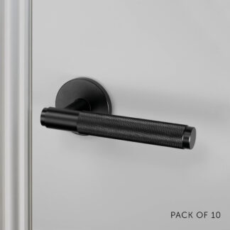 PACK OF 10 / DOOR HANDLE SET / UNSPRUNG / CROSS / BLACK