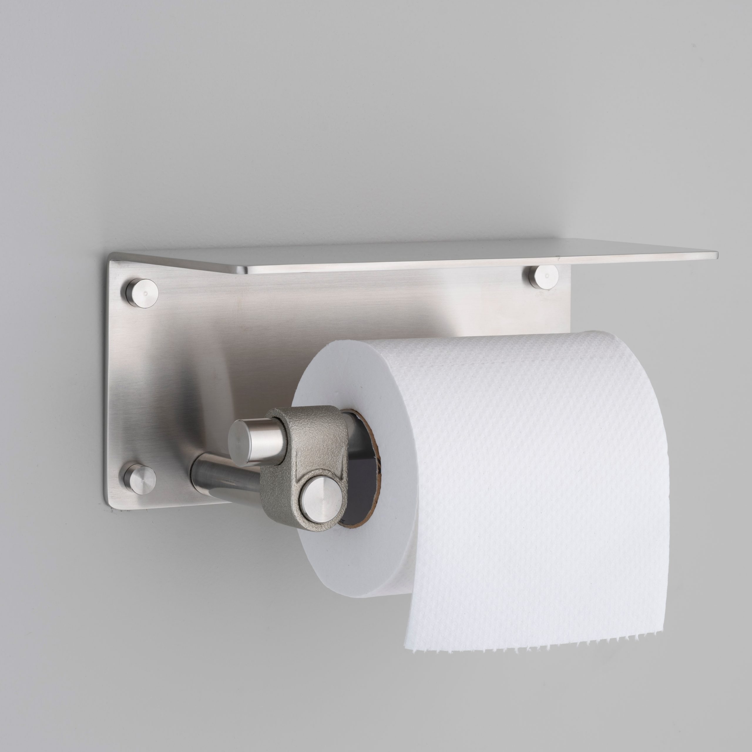 TOILET ROLL HOLDER / WITH SHELF / CAST / BRASS - Buster + Punch