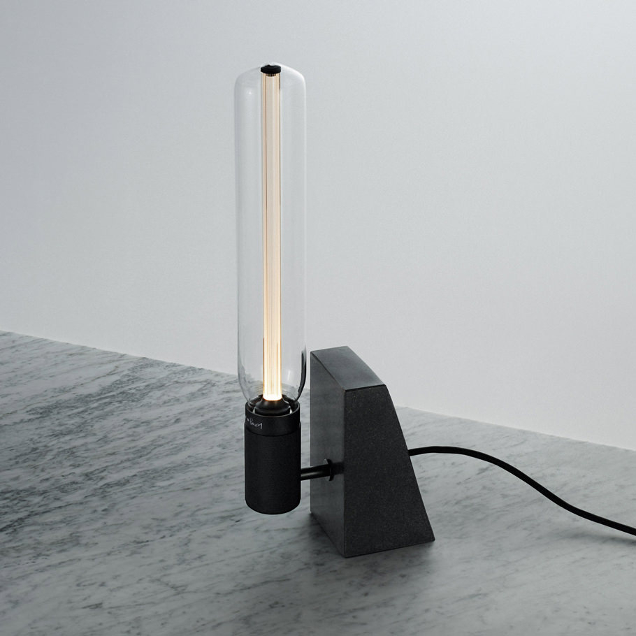 STONED / Honed Black Granite – Table light made from solid stone