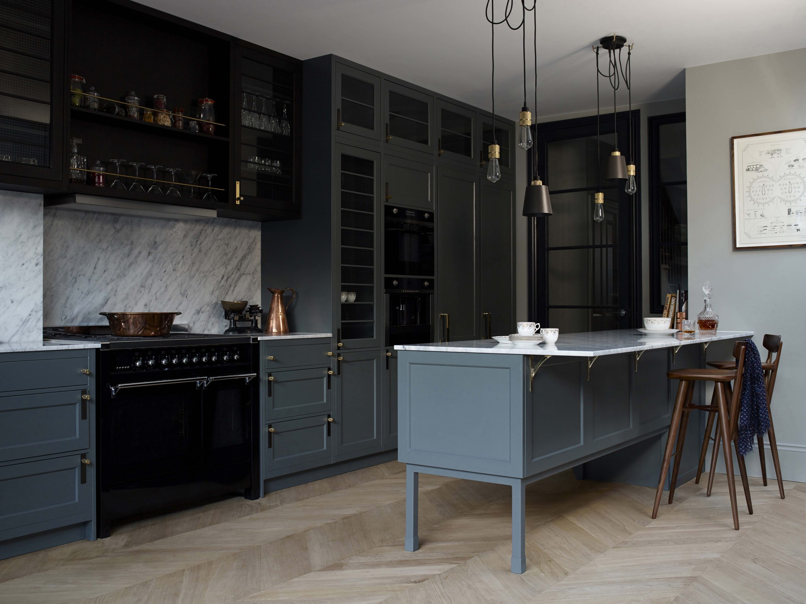 GRAY MODERN KITCHEN WITH SMOKED BRONZE HARDWARE - Buster + Punch